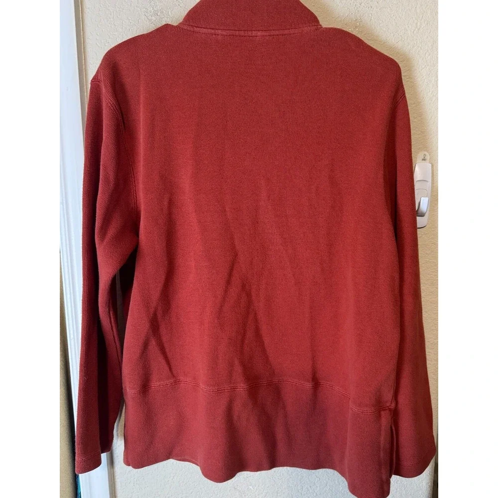 Orvis Sweater Cardigan Women's M Orange‎ Cotton Full Zip Jacket pockets